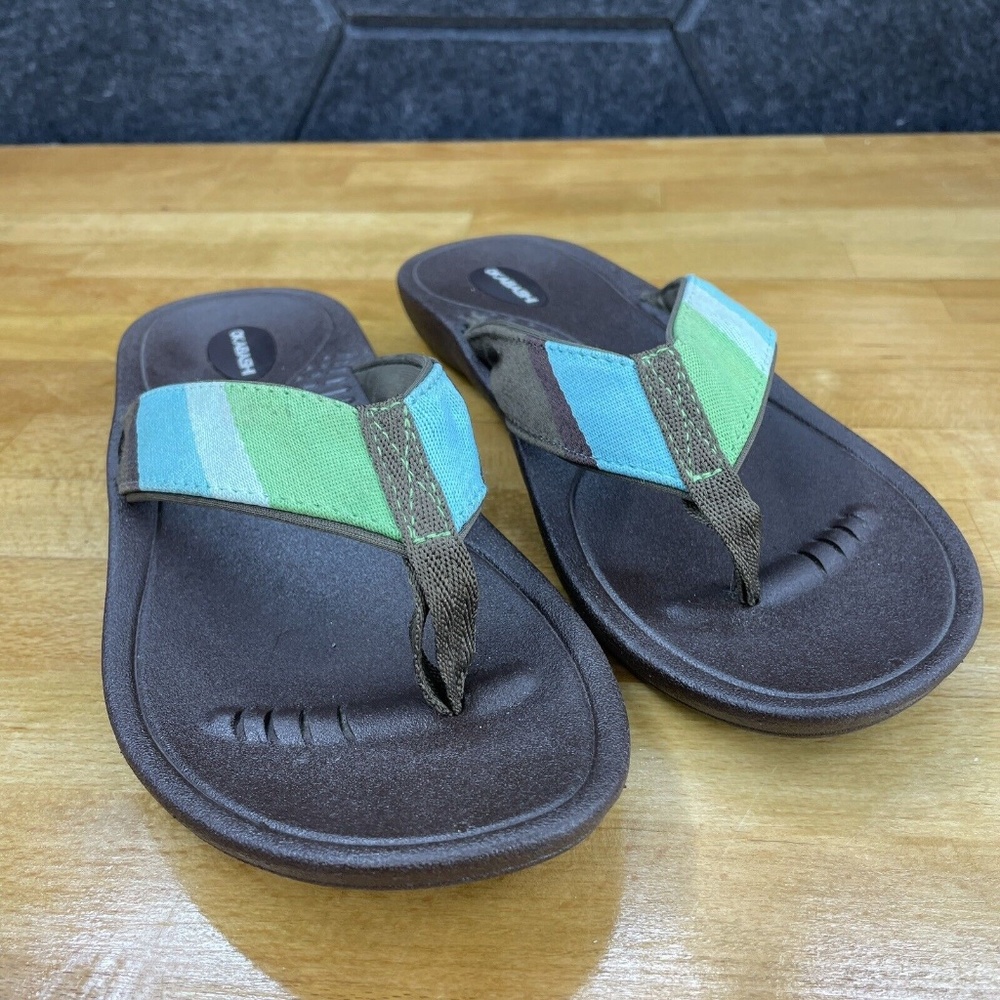 OKABASHI Flip Flop Sandals Brown Green Blue ML Women 8 - 9 Thongs Mens 6.5 - 7.5